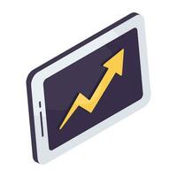 Editable design icon of mobile data analytics vector