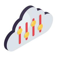 Editable design icon of cloud equalizer vector