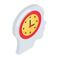 An icon design of punctual employee, clock inside mind vector