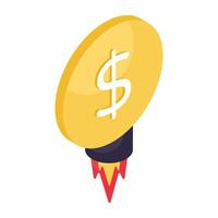 Creative design icon of money launch vector