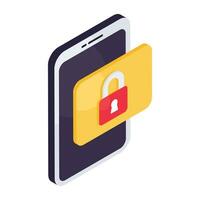 Conceptual isometric design icon of locked phone vector