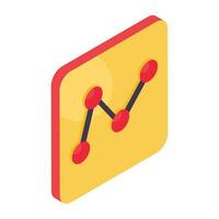 A isometric design, icon of polyline chart vector