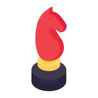 Strategy game icon, isometric design of chess knight vector