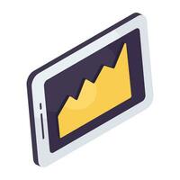 Editable design icon of mobile data analytics vector