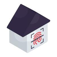 Trendy design icon of home fingerprint access vector