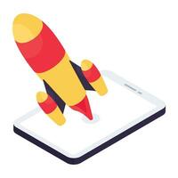 Conceptual isometric design icon of rocket vector