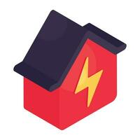 Vector design of power home, house with bolt