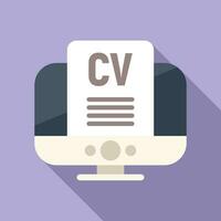 Online cv job icon flat vector. Boos seek vector