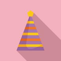 Decoration festive cone icon flat vector. Party hat vector