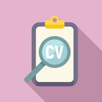 CV portapapeles buscar icono plano vector. currículum empresa vector