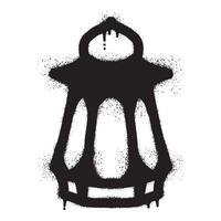 Ramadan lantern graffiti drawn with black spray paint vector