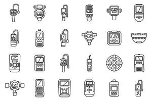 Gas detector icons set outline vector. Meter instrument vector