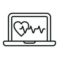 Heart rate laptop icon outline vector. Palpitating aid attack vector