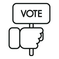 Vote banner hand icon outline vector. Report happy vector