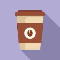 Coffee to go cup icon flat vector. Person drink high palpitating vector
