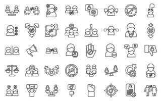 Gender discrimination icons set outline vector. Harassment workplace vector