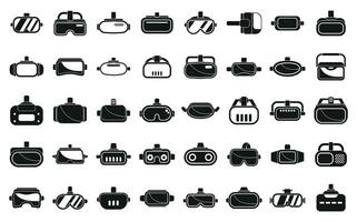 Virtual reality helmet icons set simple vector. Game vr vector