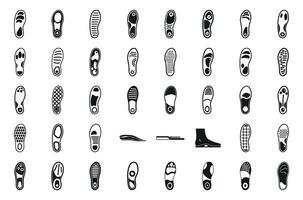 ortopédico plantillas íconos conjunto sencillo vector. calzado plantilla vector