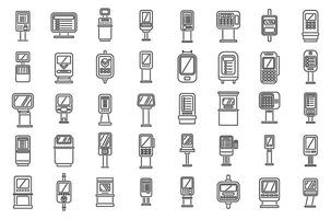 Ticket terminal icons set outline vector. City security vector