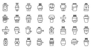 Food Waste Disposer icons set outline vector. Garbage sink vector