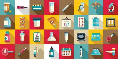 Artificial insemination icons set flat vector. Fertility process vector