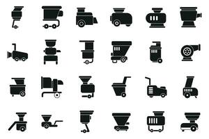 Garden shredder icons set simple vector. Wood tree cut vector