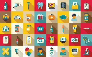 Doctor visits icons set flat vector. Nurse mask vector