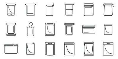 Hermetic bag icons set outline vector. Air bag sealed vector