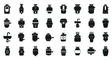 Food Waste Disposer icons set simple vector. Garbage sink vector