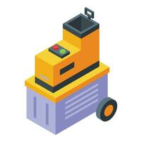 Push button garden shredder icon isometric vector. Work tree vector