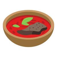 Red borsch meat icon isometric vector. Culture cook vector