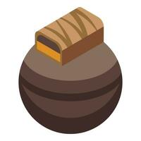 chocolate caramelo pelota icono isométrica vector. cacao azucarado vector