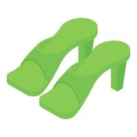 Green lime female shoes icon isometric vector. Sexy summer style vector