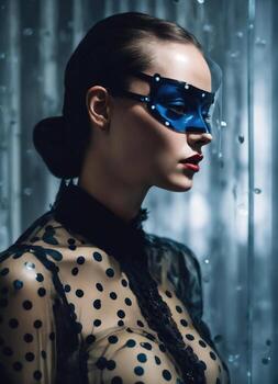 AI generated Fashion shot of a beautiful woman in a carnival mask. ai generative. ai generative photo