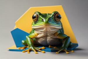 AI generated European tree frog, Hyla arborea isolated on solid colour background. ai generative photo