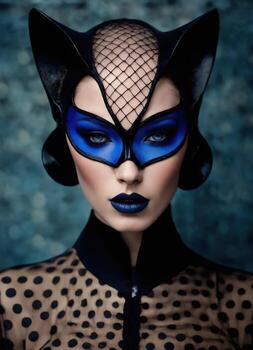 AI generated Fashion shot of a beautiful woman in a carnival mask. ai generative. ai generative photo