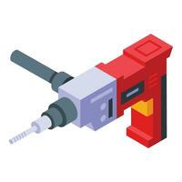 Kit electric drill icon isometric vector. Rotary bit power vector