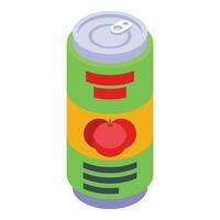 Apple drink tin can icon isometric vector. Nectar juice vector