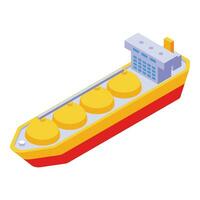 Fuel pipe ship icon isometric vector. Gas carrier vessel vector