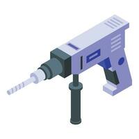 Construction electric hammer drill icon isometric vector. Object saw vector