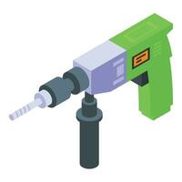 Chisel rotary steel tool icon isometric vector. Work house power vector