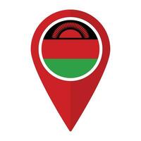 Malawi flag on map pinpoint icon isolated. Flag of Malawi vector