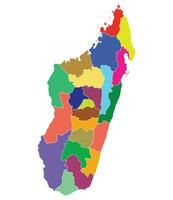 Madagascar map. Map of Madagascar in administrative provinces in multicolor vector