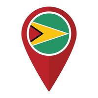 Guyana flag on map pinpoint icon isolated. Flag of Guyana vector