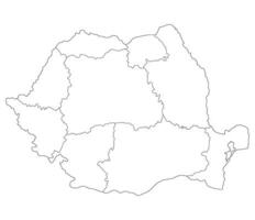 Romania map. Map of Romania in nine mains regions in white color vector