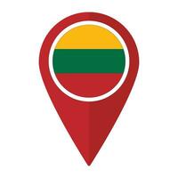 Lithuania flag on map pinpoint icon isolated. Flag of Lithuania vector