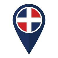 Dominican flag on map pinpoint icon isolated. Flag of Dominican vector