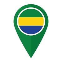 Gabon flag on map pinpoint icon isolated. Flag of Gabon vector