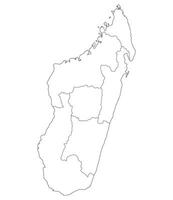 Madagascar map. Map of Madagascar in six mains regions in white color vector