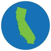 California state map in globe shape green with blue circle color. Map of the US state of California. vector